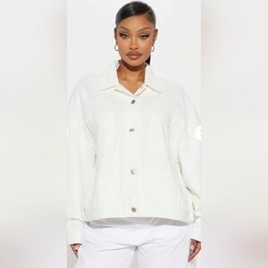 Fashion Nova Ivory Button-Up Jean Jacket 1X